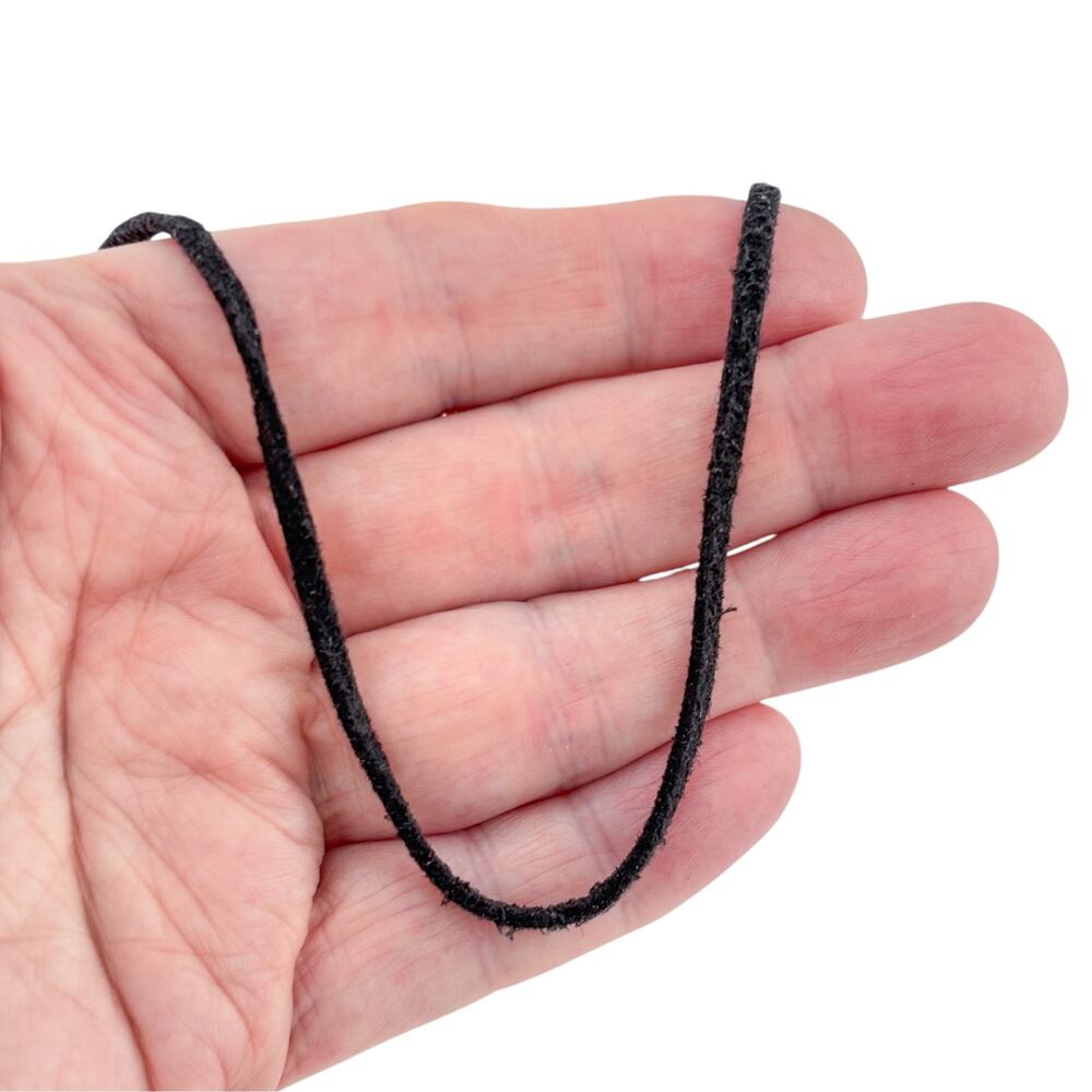 Vintage Sterling Silver 925 Black Suede Cord Necklace 16-19"